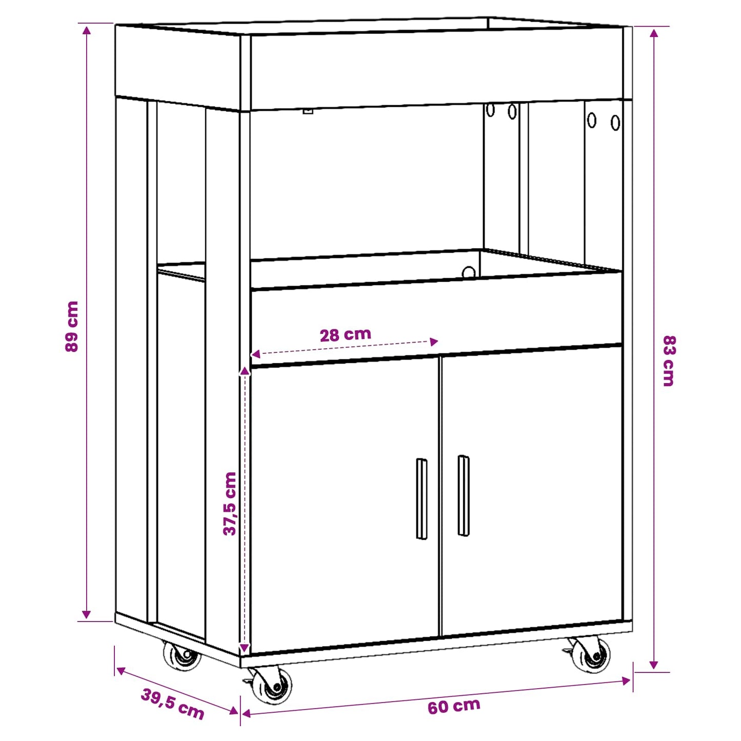 Bar Cart Old Wood 60 x 39.5 x 89 cm Engineered Wood