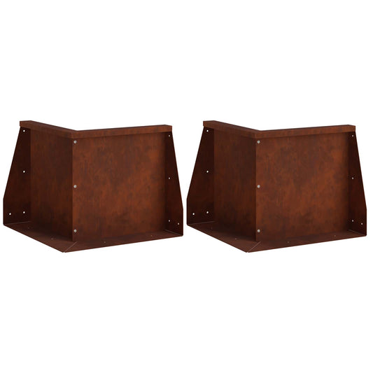 Retaining Wall 2 pcs 50 x 50 x 30 cm Weathering Steel Rusty