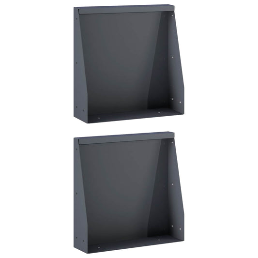 Retaining Wall 2 pcs 40 x 12 x 30 cm Steel Anthracite
