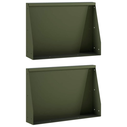 Retaining Wall 2 pcs 60 x 12 x 30 cm Steel Olive Green