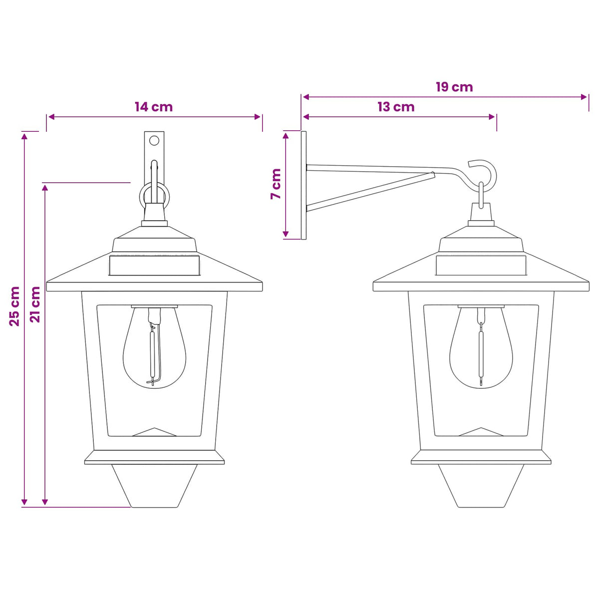 Wall Mount Lamp with LED Bulb 2 pcs Black 19 x 14 x 25 cm