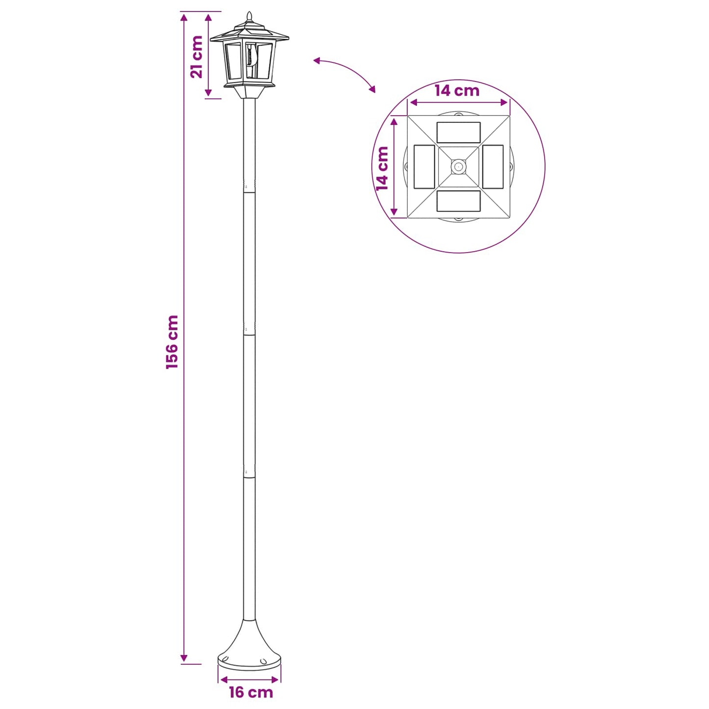 Lamp Post Set with LED Bulb 2 pcs Black 16 x 16 x 156 cm
