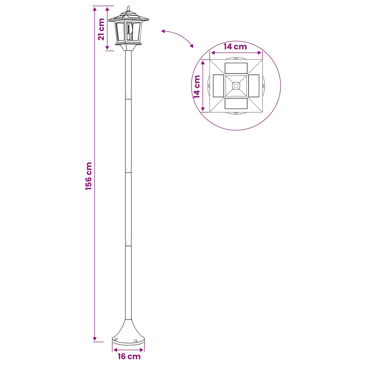 Lamp Post Set with LED Bulb 2 pcs Black 16 x 16 x 156 cm