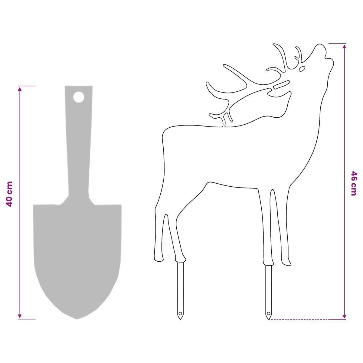 Garden Stake 46 x 30 cm Steel Olive Green