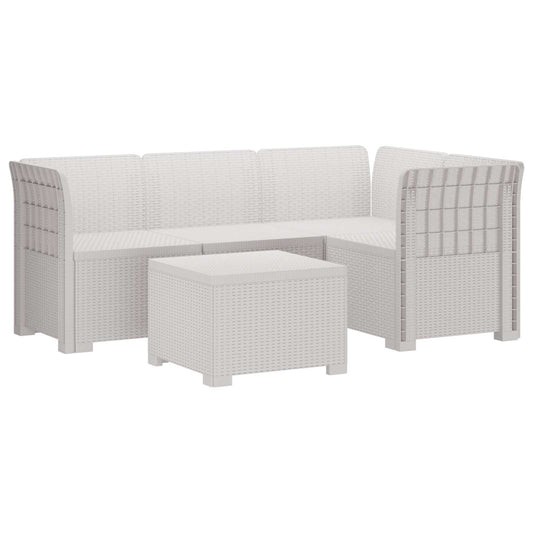 4-Seater Garden Sofa Rattan Look PP White