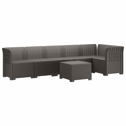 6-Seater Garden Sofa Rattan Look PP Light Grey