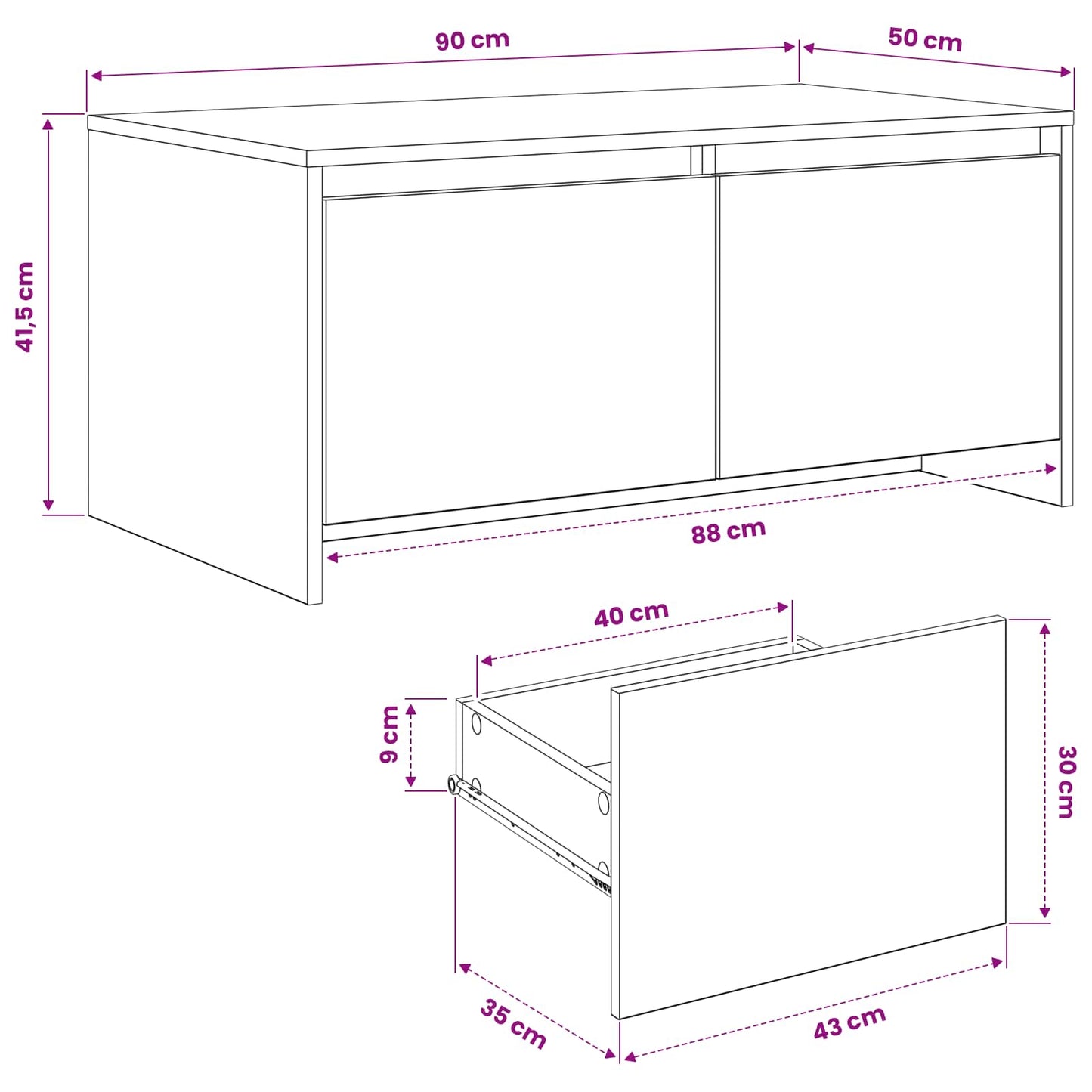 Coffee Table Oak Wood 90 x 50 x 41.5 cm Engineered Wood