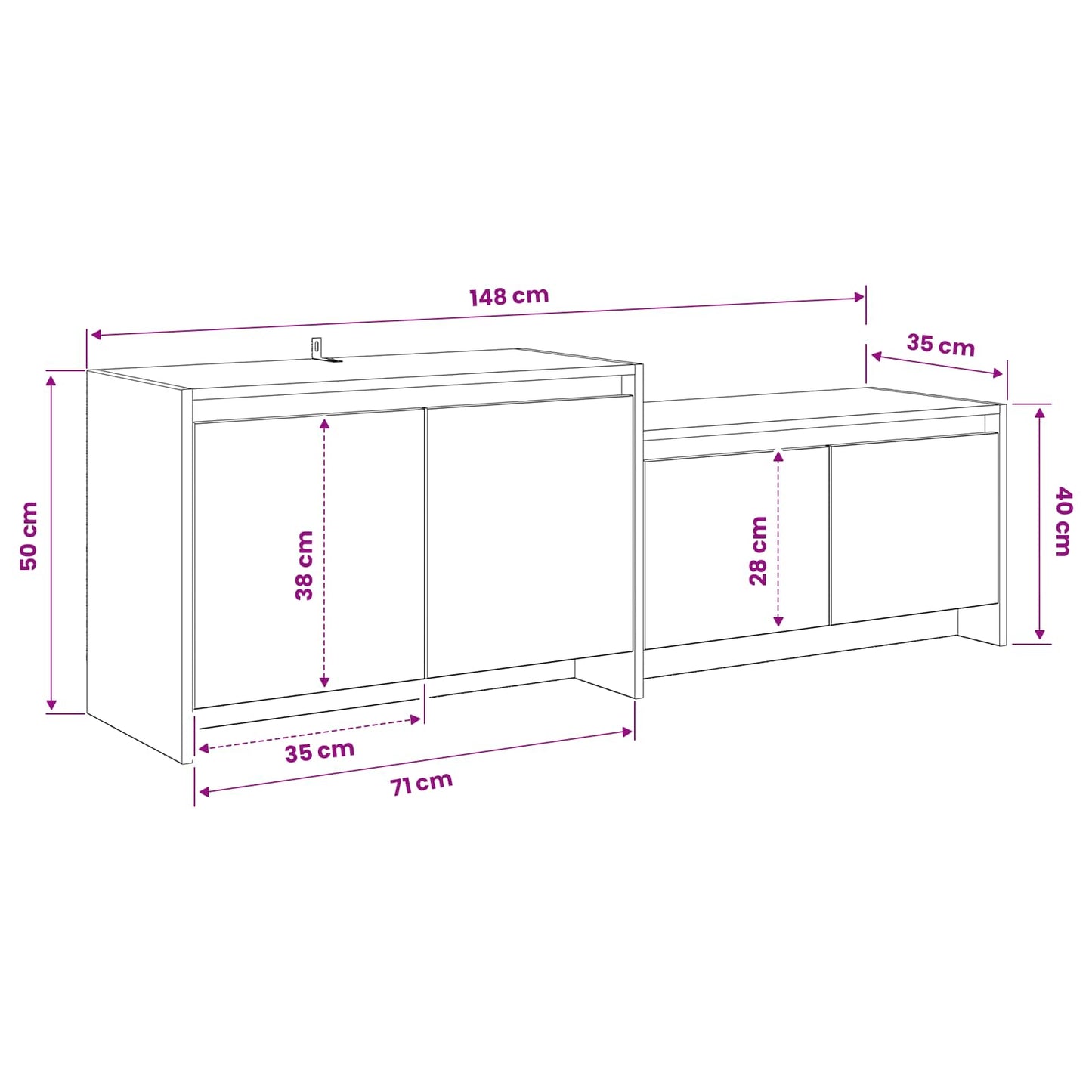 TV Cabinet 147 x 35 x 50 cm Oak Wood Engineered Wood