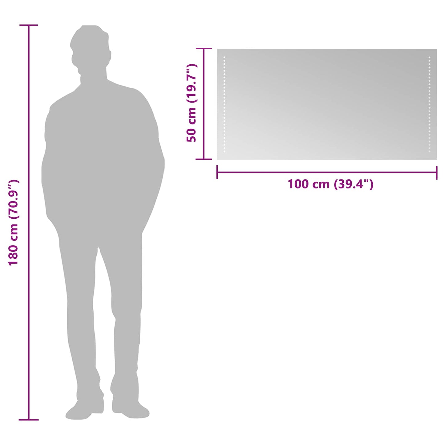 LED Bathroom Mirror Transparent 100 x 50 cm Tempered Glass