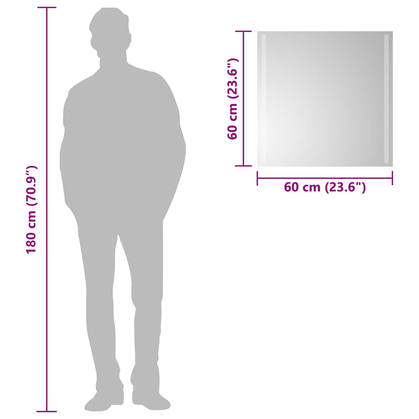 LED Bathroom Mirror Transparent 60 x 60 cm Tempered Glass