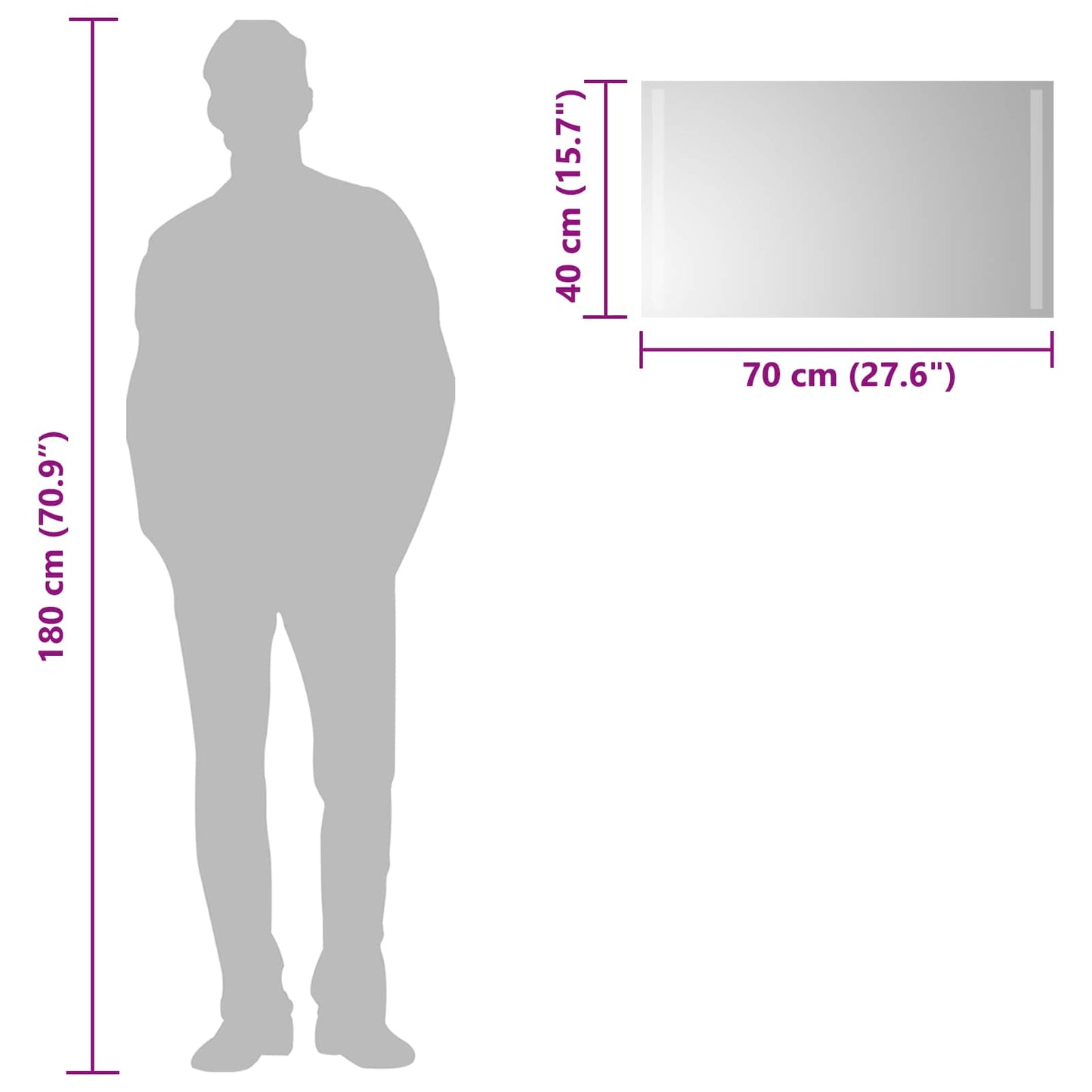 LED Bathroom Mirror Transparent 70 x 40 cm Tempered Glass