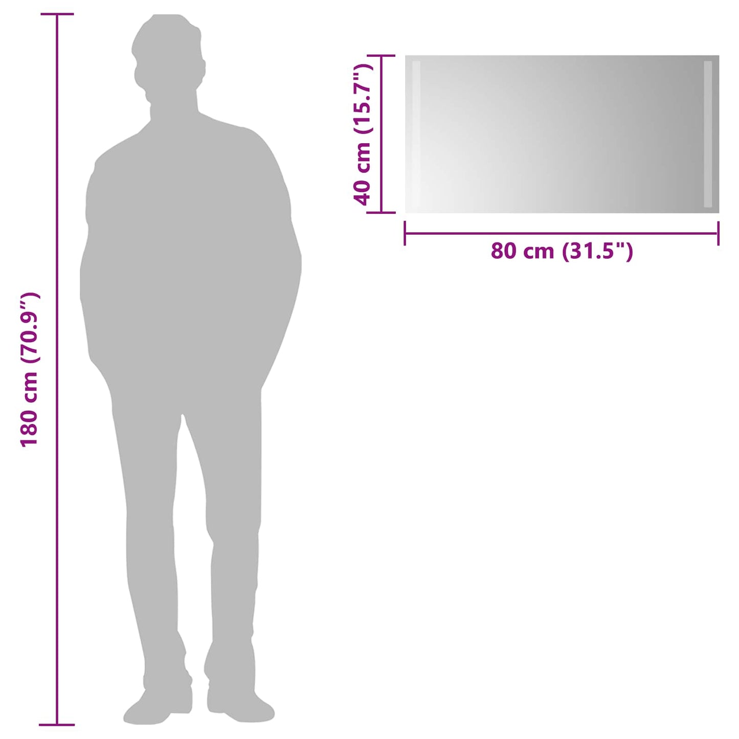 LED Bathroom Mirror Transparent 80 x 40 cm Tempered Glass
