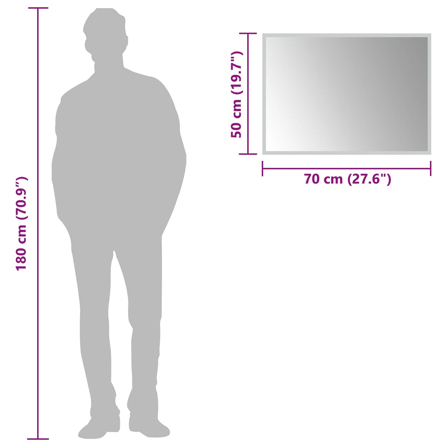 LED Bathroom Mirror Transparent 70 x 50 cm Tempered Glass