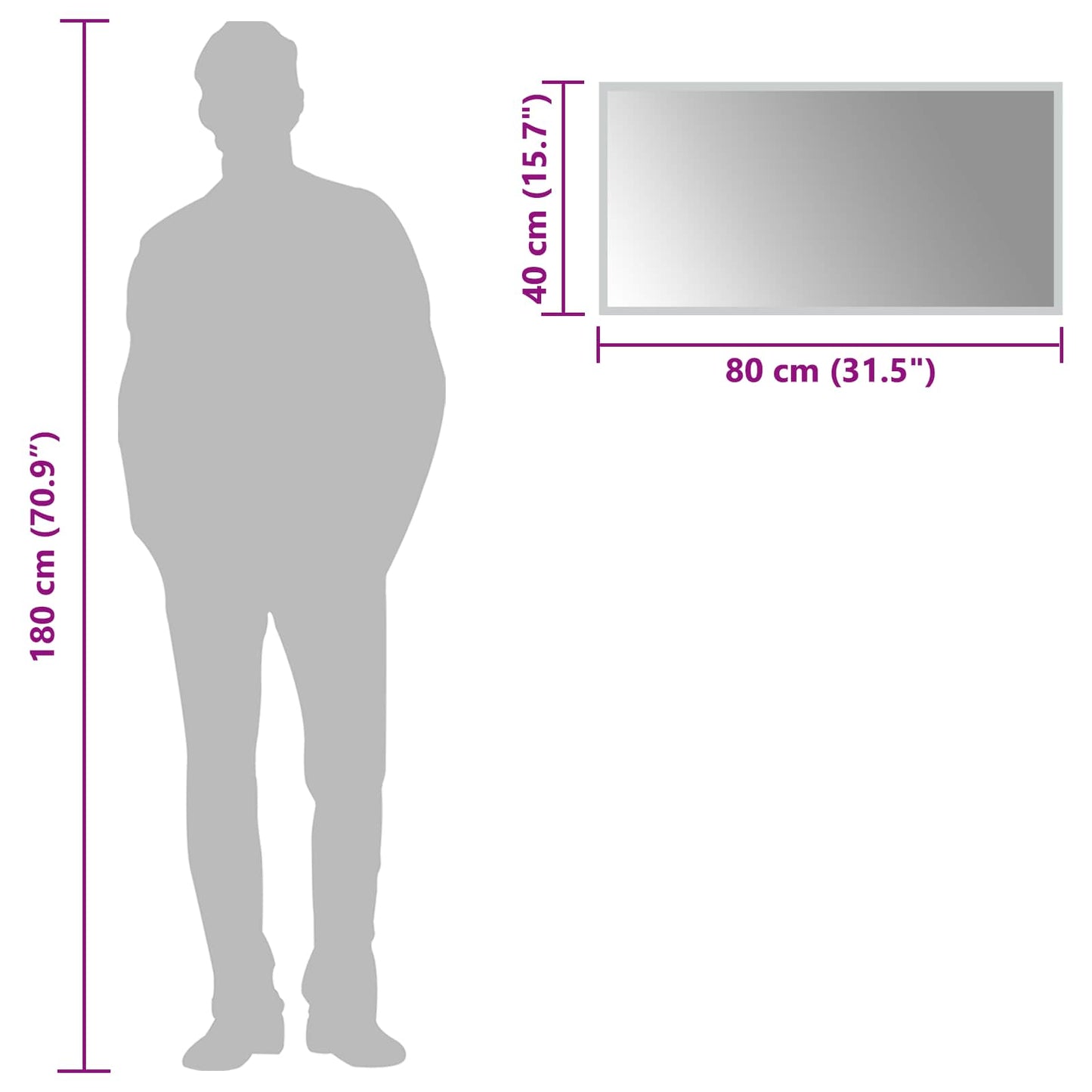 LED Bathroom Mirror Transparent 80 x 40 cm Tempered Glass