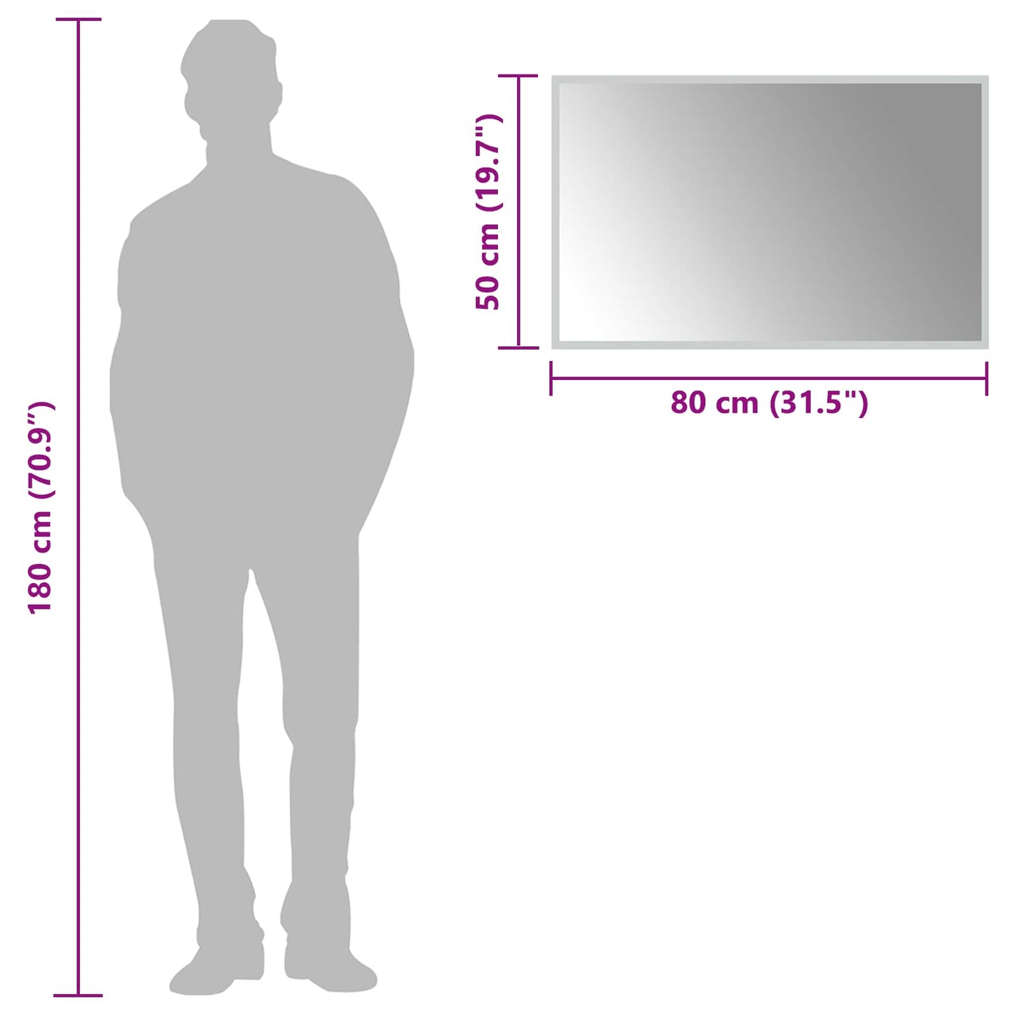 LED Bathroom Mirror Transparent 80 x 50 cm Tempered Glass