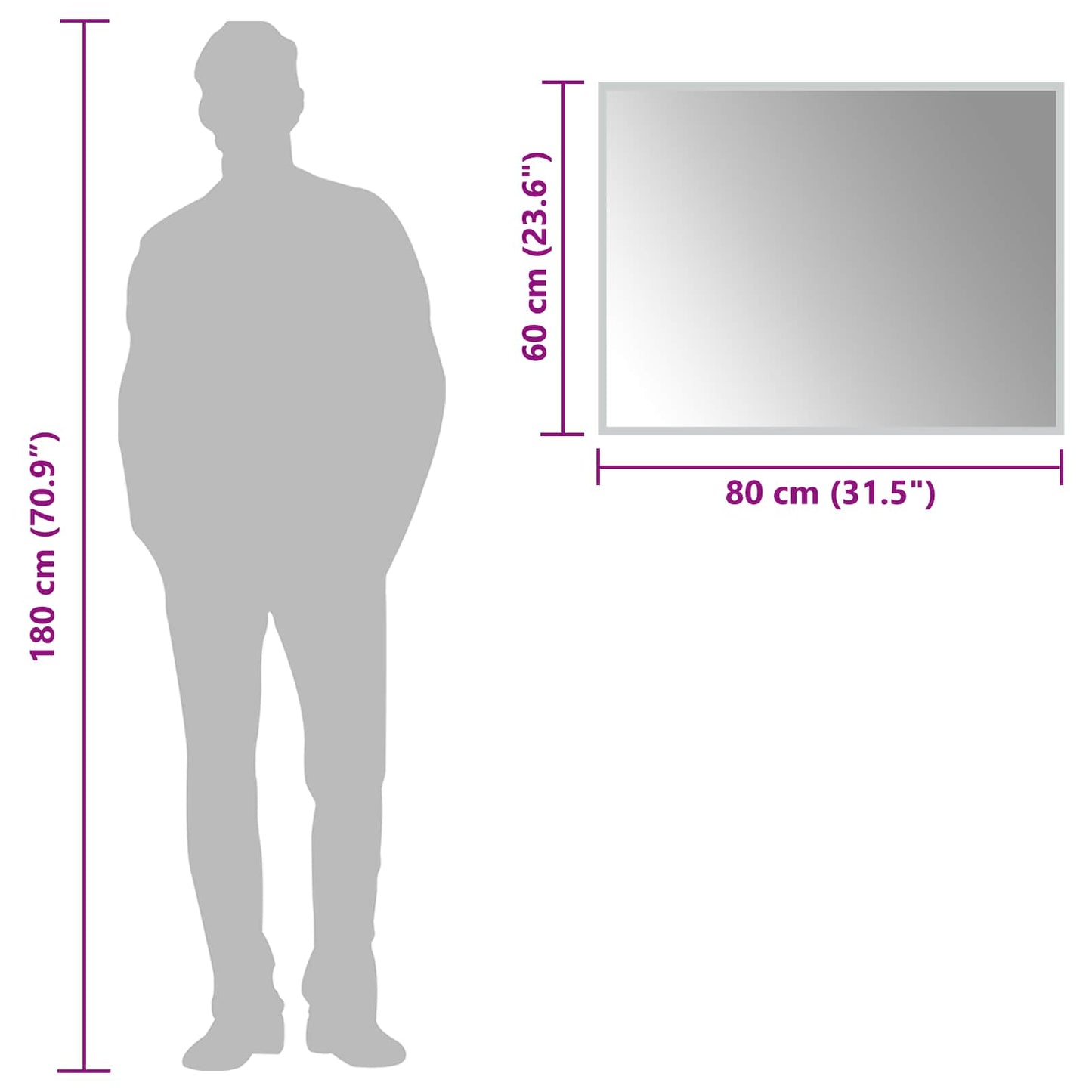 LED Bathroom Mirror Transparent 80 x 60 cm Tempered Glass