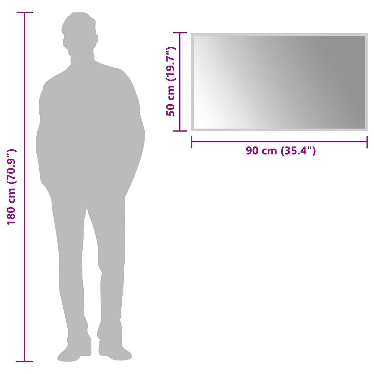 LED Bathroom Mirror Transparent 90 x 50 cm Tempered Glass