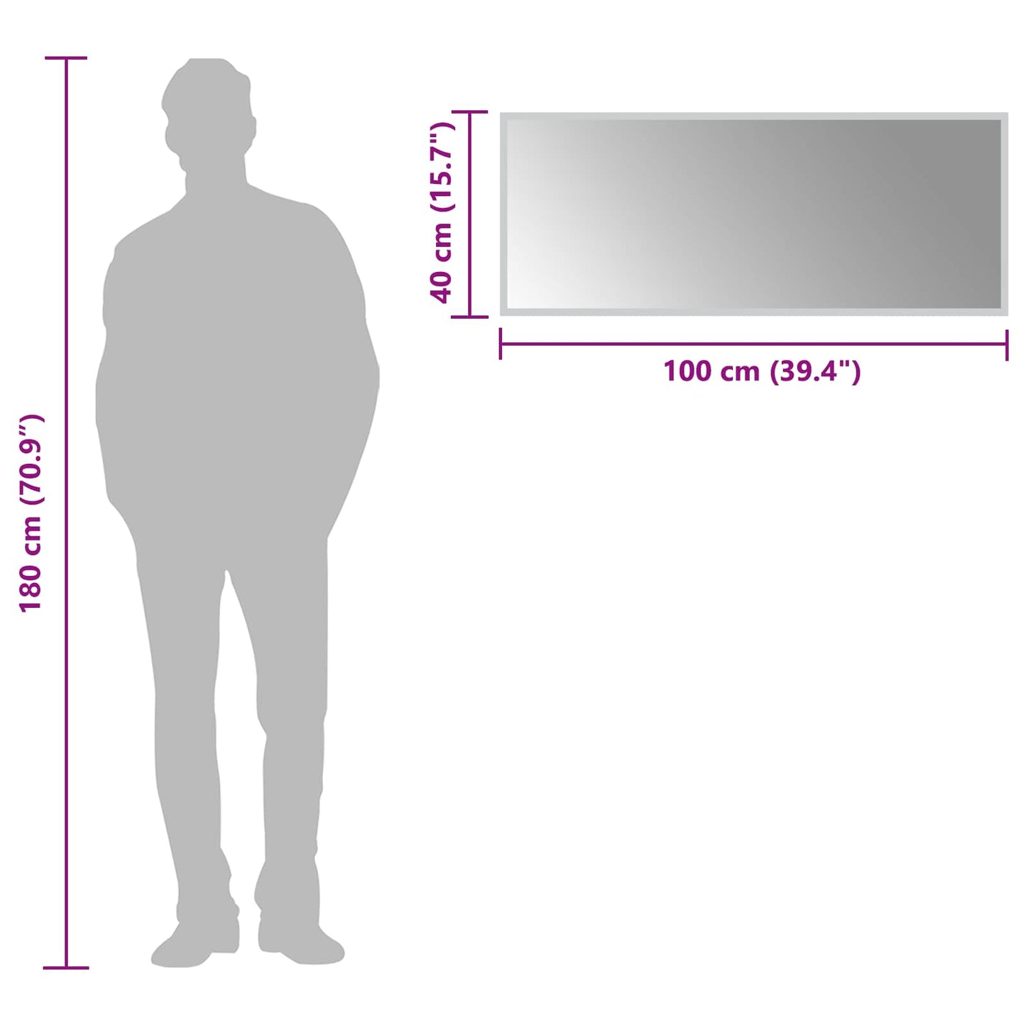 LED Bathroom Mirror Transparent 100 x 40 cm Tempered Glass