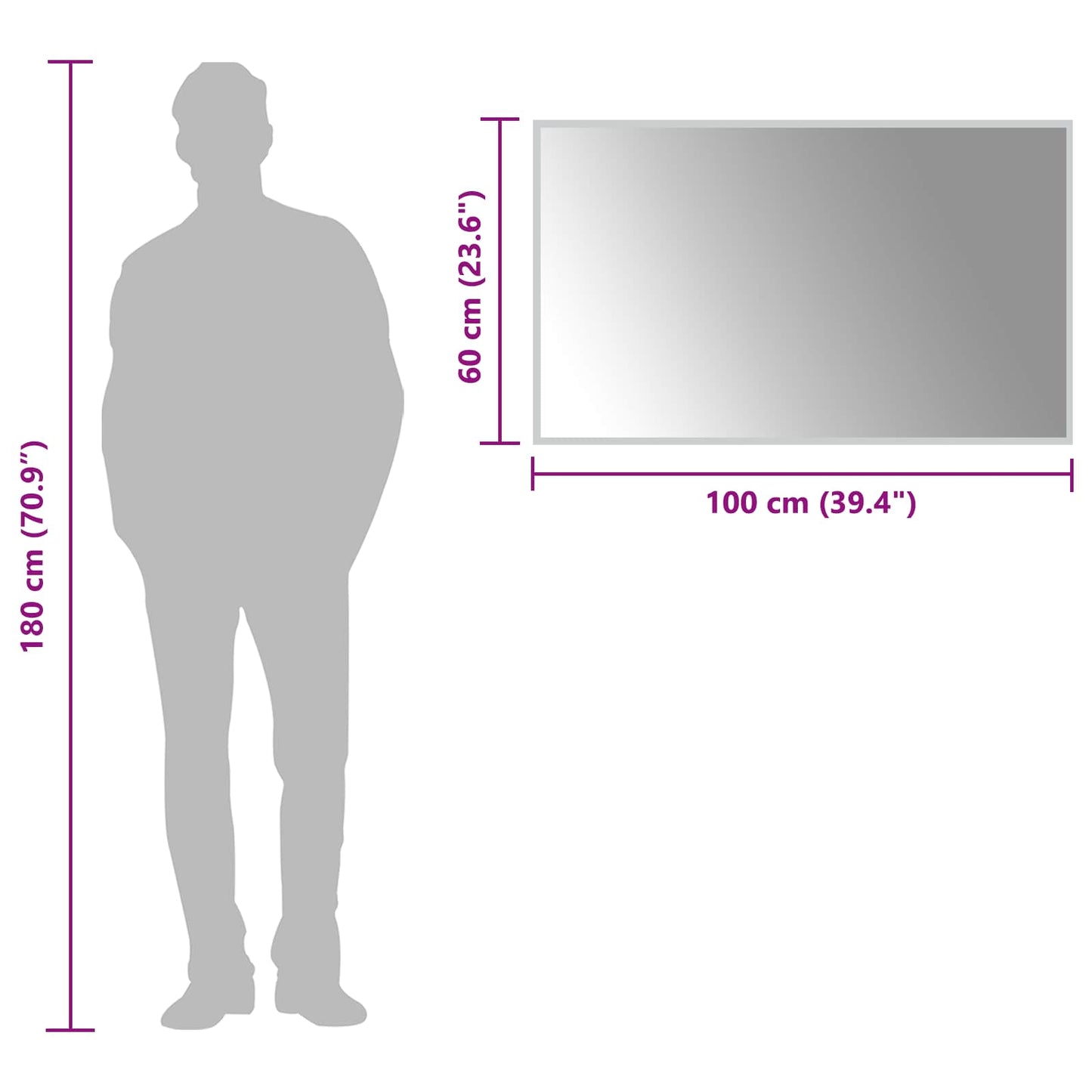 LED Bathroom Mirror Transparent 100 x 60 cm Tempered Glass