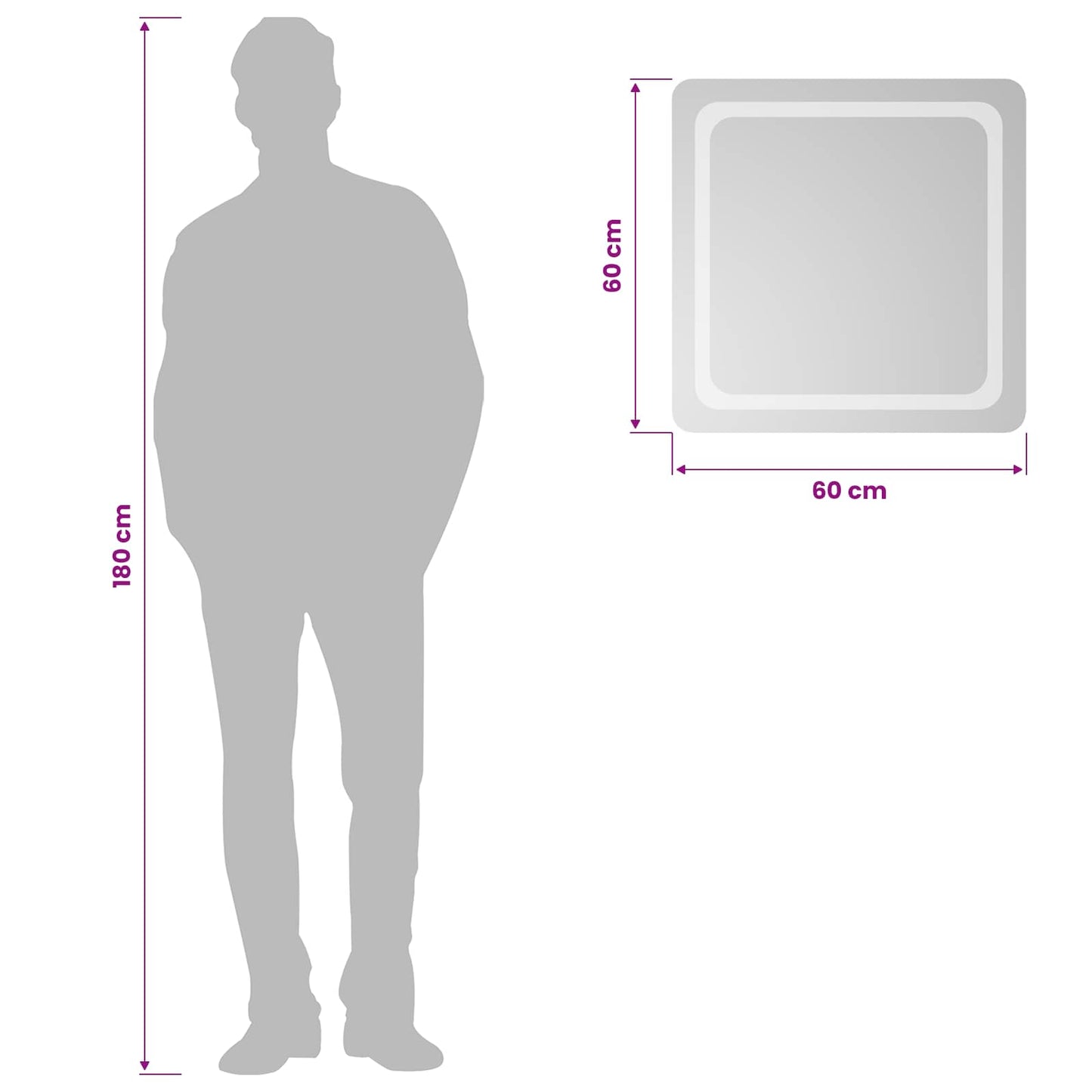LED Bathroom Mirror Transparent 60 x 60 cm Tempered Glass