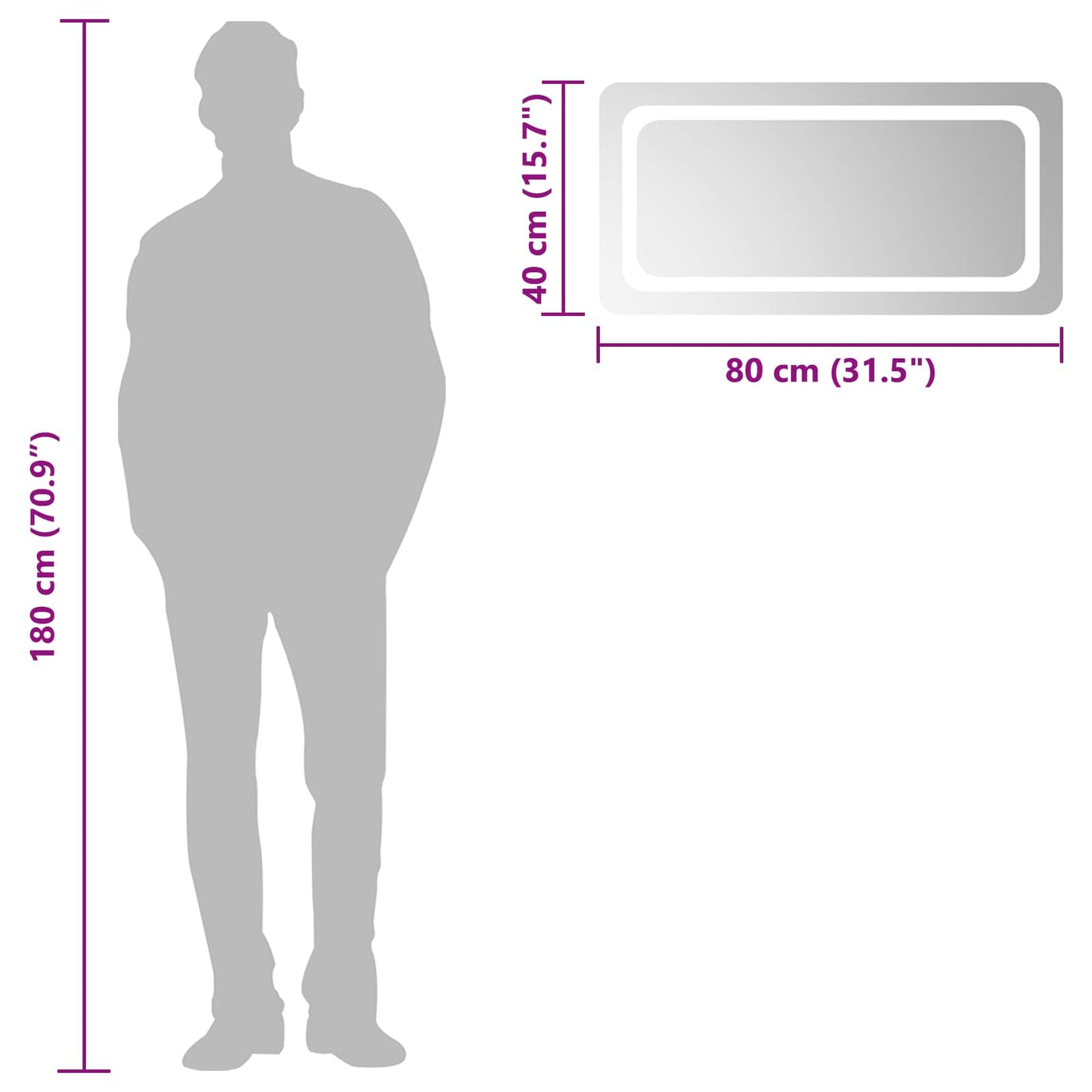 LED Bathroom Mirror Transparent 80 x 40 cm Tempered Glass