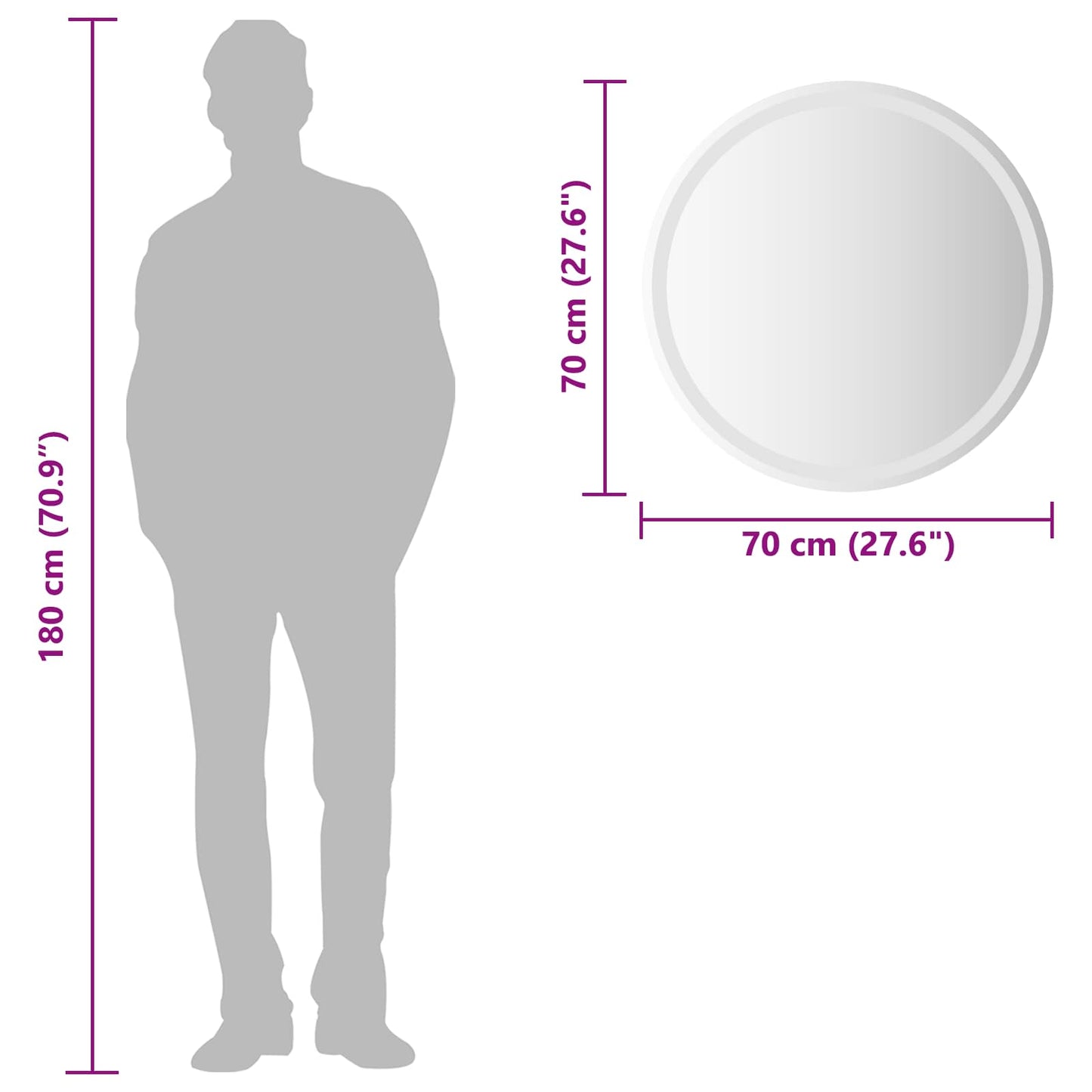 LED Bathroom Mirror Transparent Ø 70 cm Tempered Glass