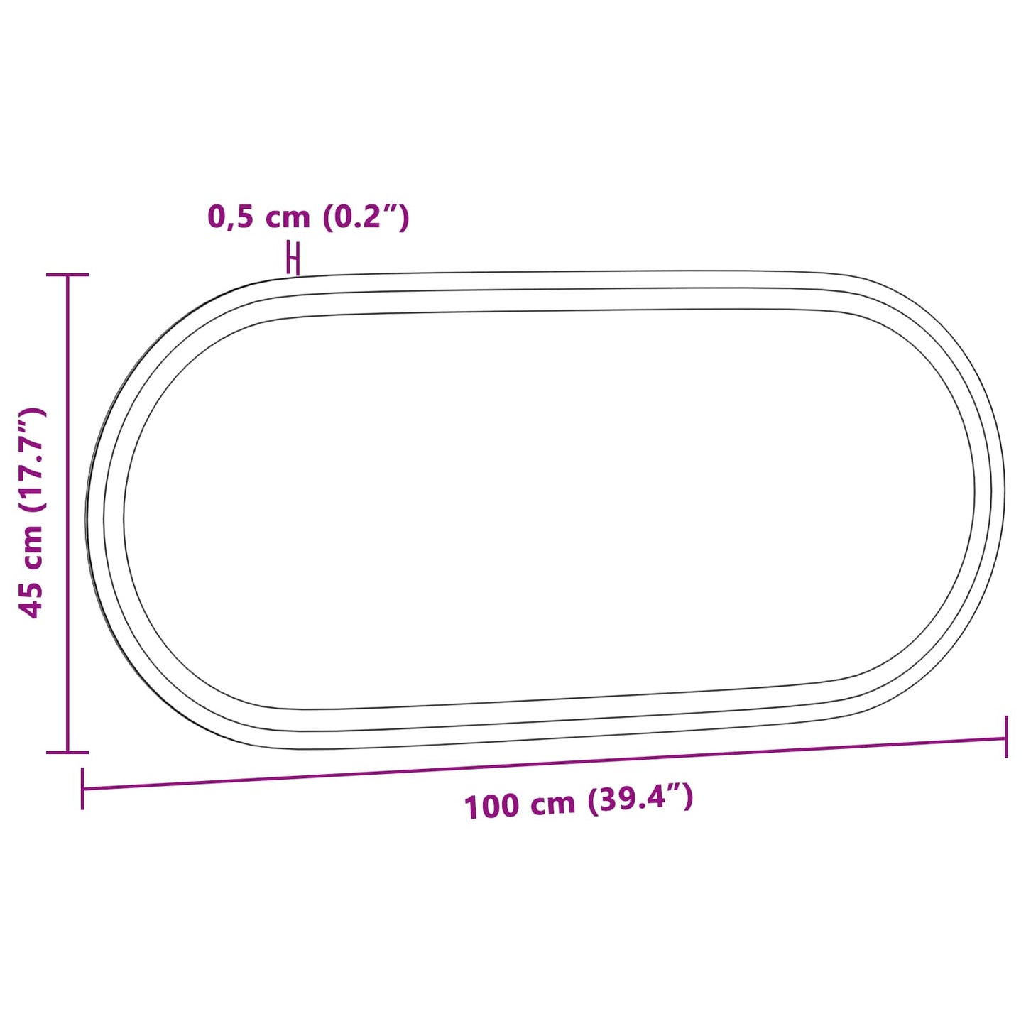 LED Bathroom Mirror Transparent 100 x 45 cm Tempered Glass