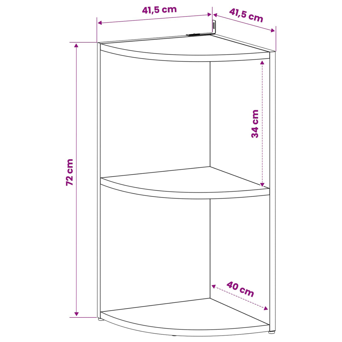 Corner Shelf 2-Tier 41.5 x 41.5 x 72 cm Engineered Wood