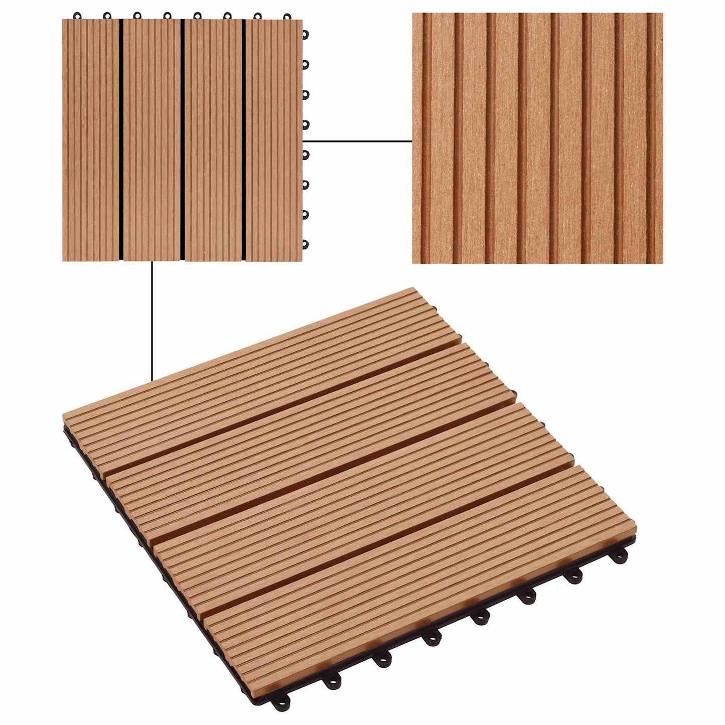 Decking Tile 22 pcs Teak 30 x 30 cm WPC