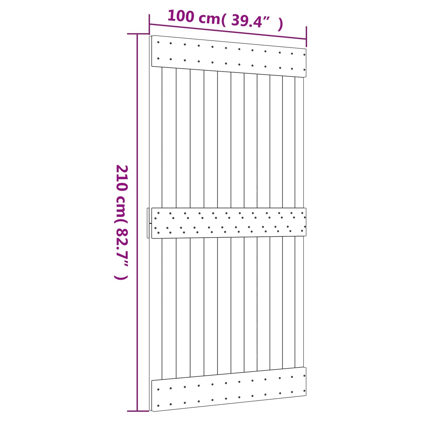 Sliding Door 100 x 210 cm Solid Pine Wood (Untreated)