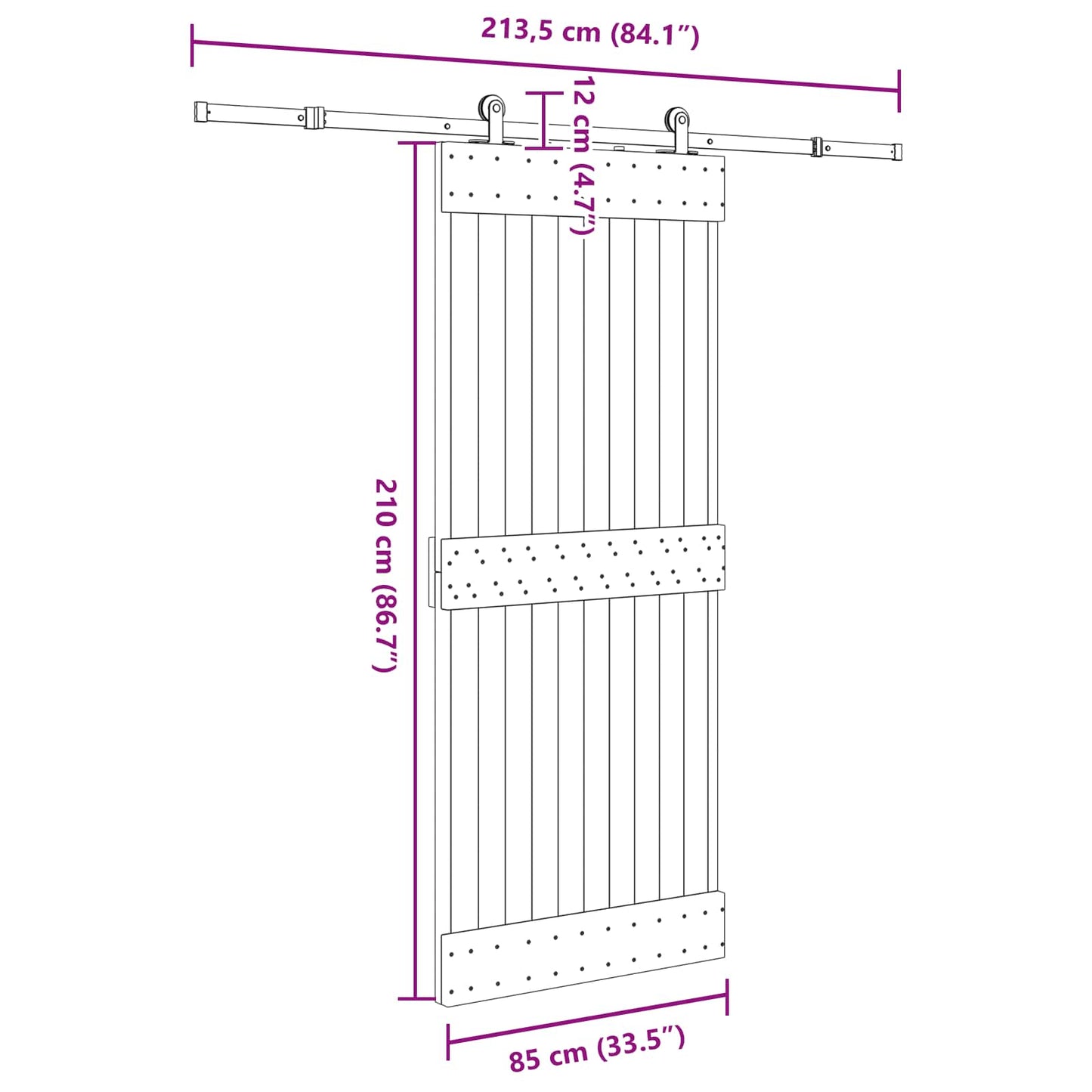 Sliding Door NARVIK 85 x 210 cm (213.5 cm) Natural and Black