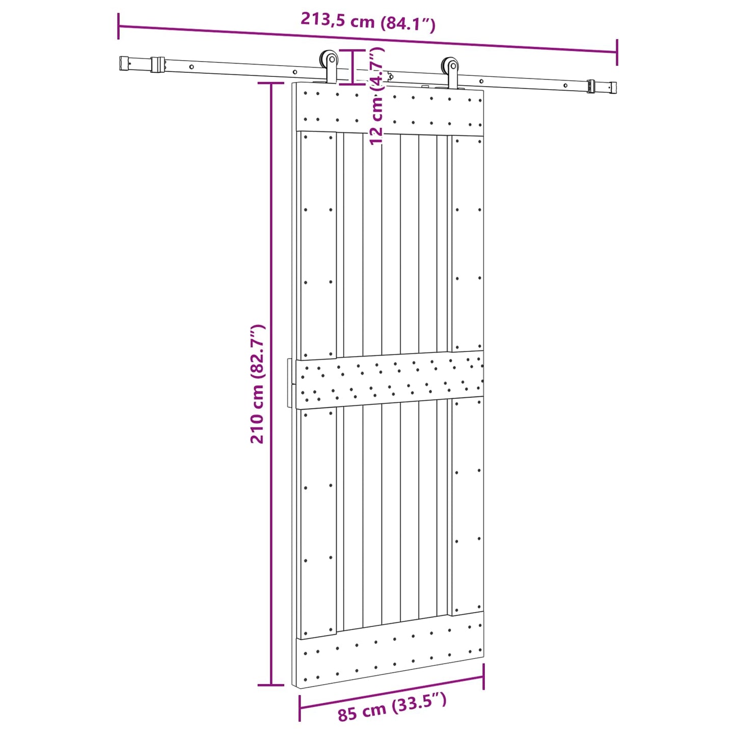 Sliding Door NARVIK 85 x 210 cm (213.5 cm) Natural and Black