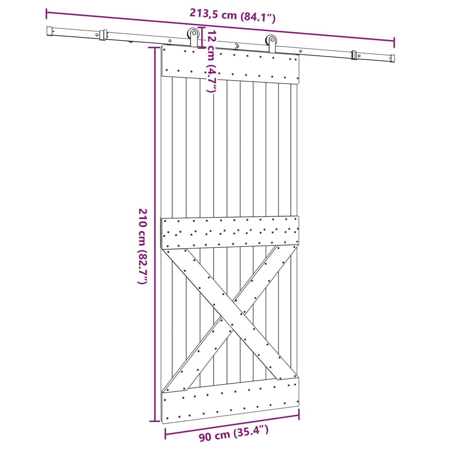 Sliding Door NARVIK Natural and Black