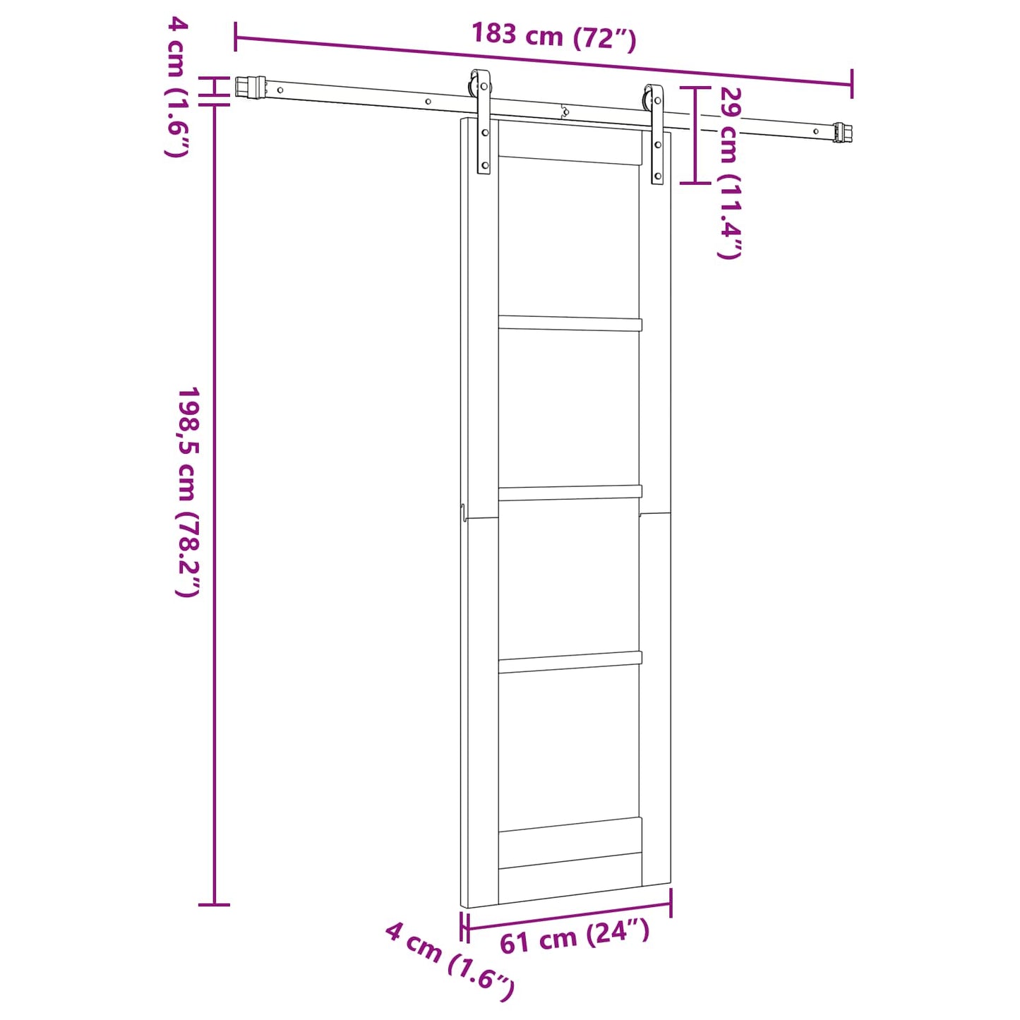 Sliding Door 61 x 198.5 cm Solid Pine Wood Natural and Black