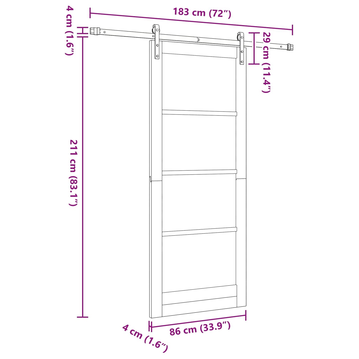 Sliding Door 86 x 211 cm Solid Pine Wood Natural and Black