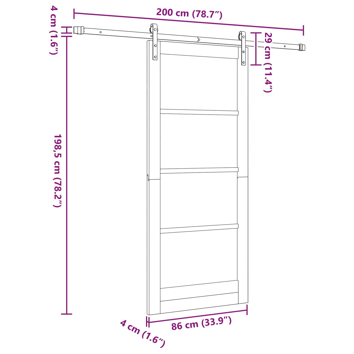 Sliding Door 86 x 198.5 cm Solid Pine Wood Natural and White