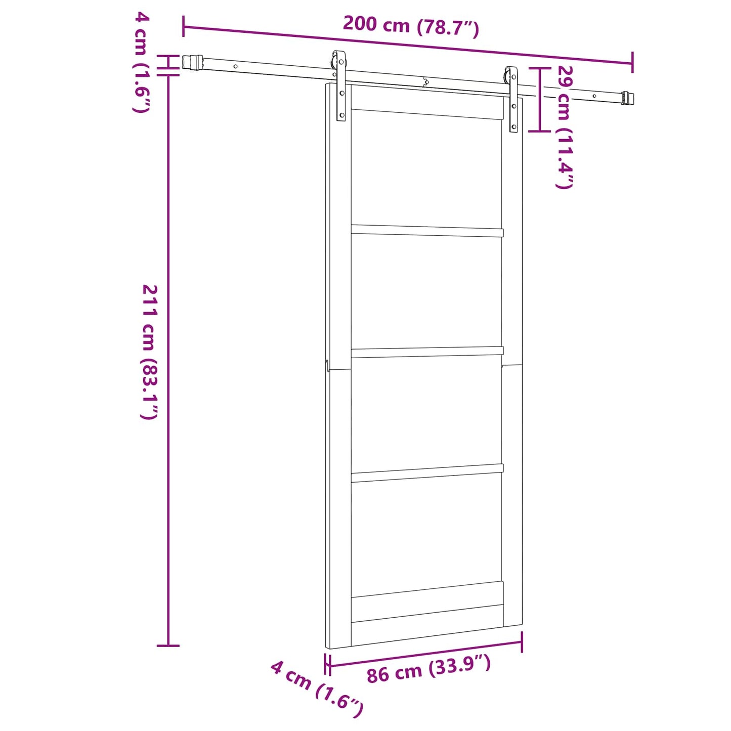 Sliding Door 86 x 211 cm Solid Pine Wood Natural and White
