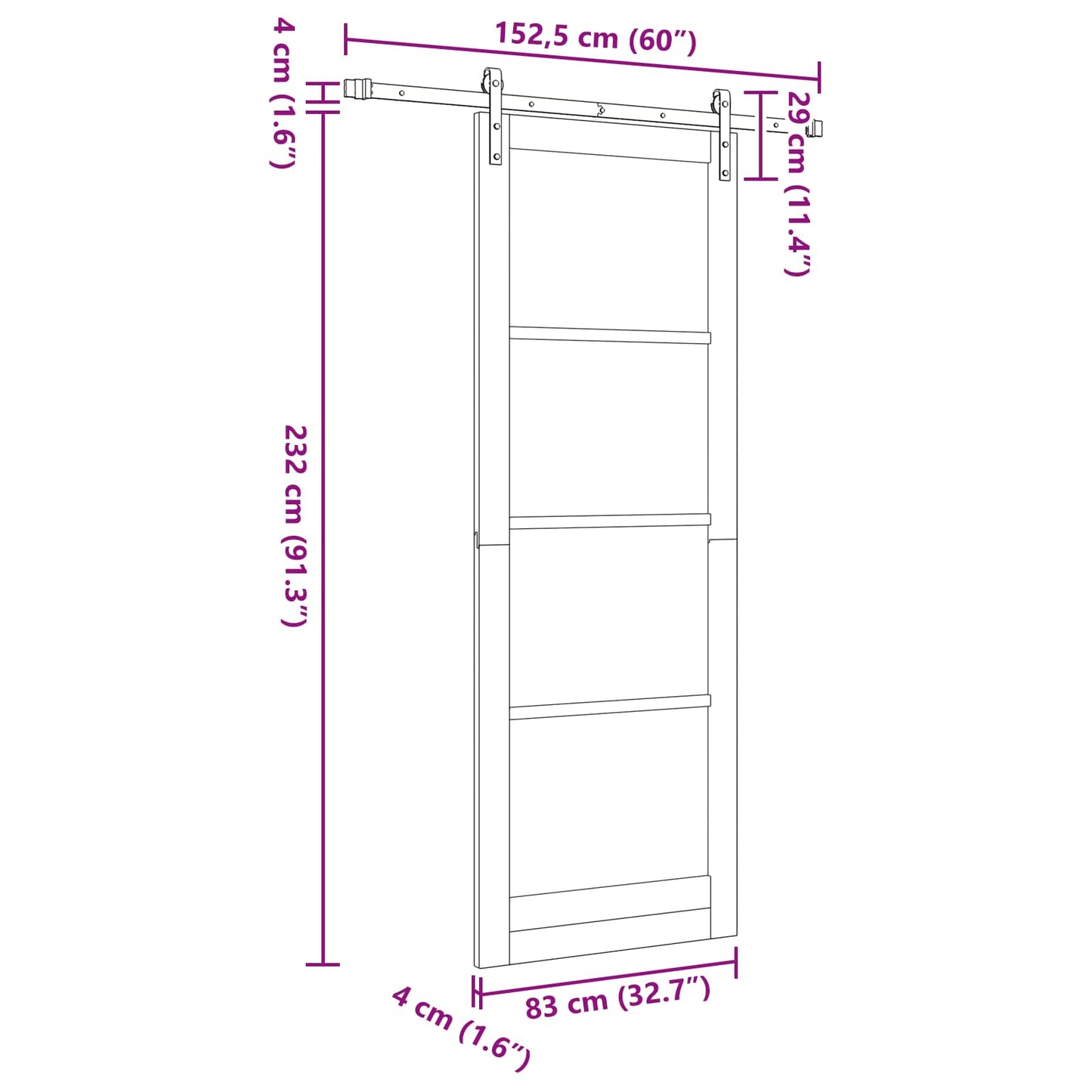 Sliding Door Natural 83 x 232 cm Solid Pine Wood