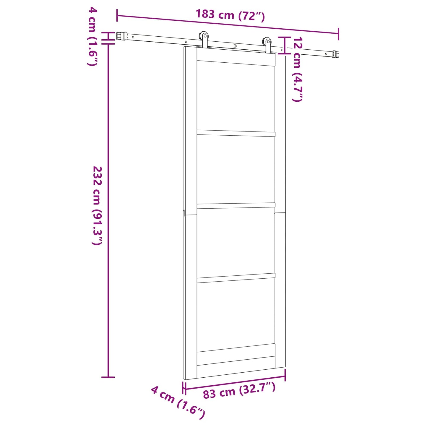 Sliding Door Natural and White 83 x 232 cm Solid Pine Wood