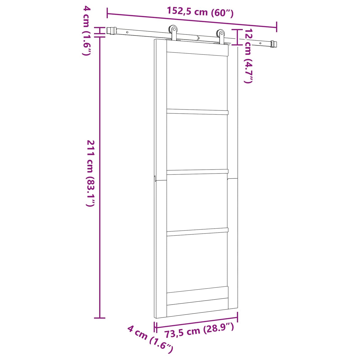 Sliding Door ORKDAL 73.5 x 211 cm Solid Pine Wood Natural