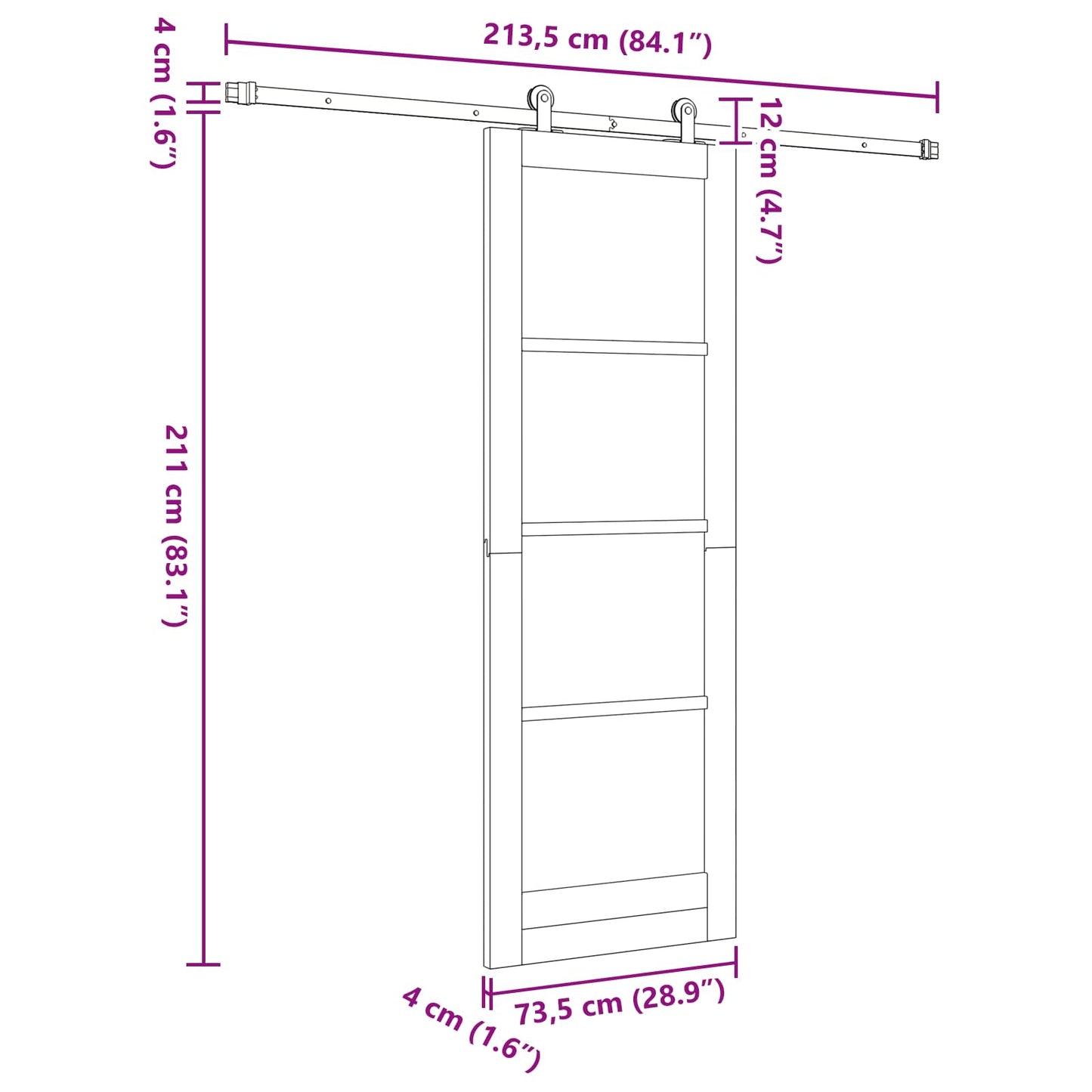 Sliding Door ORKDAL 73.5 x 211 cm Solid Pine Wood Natural