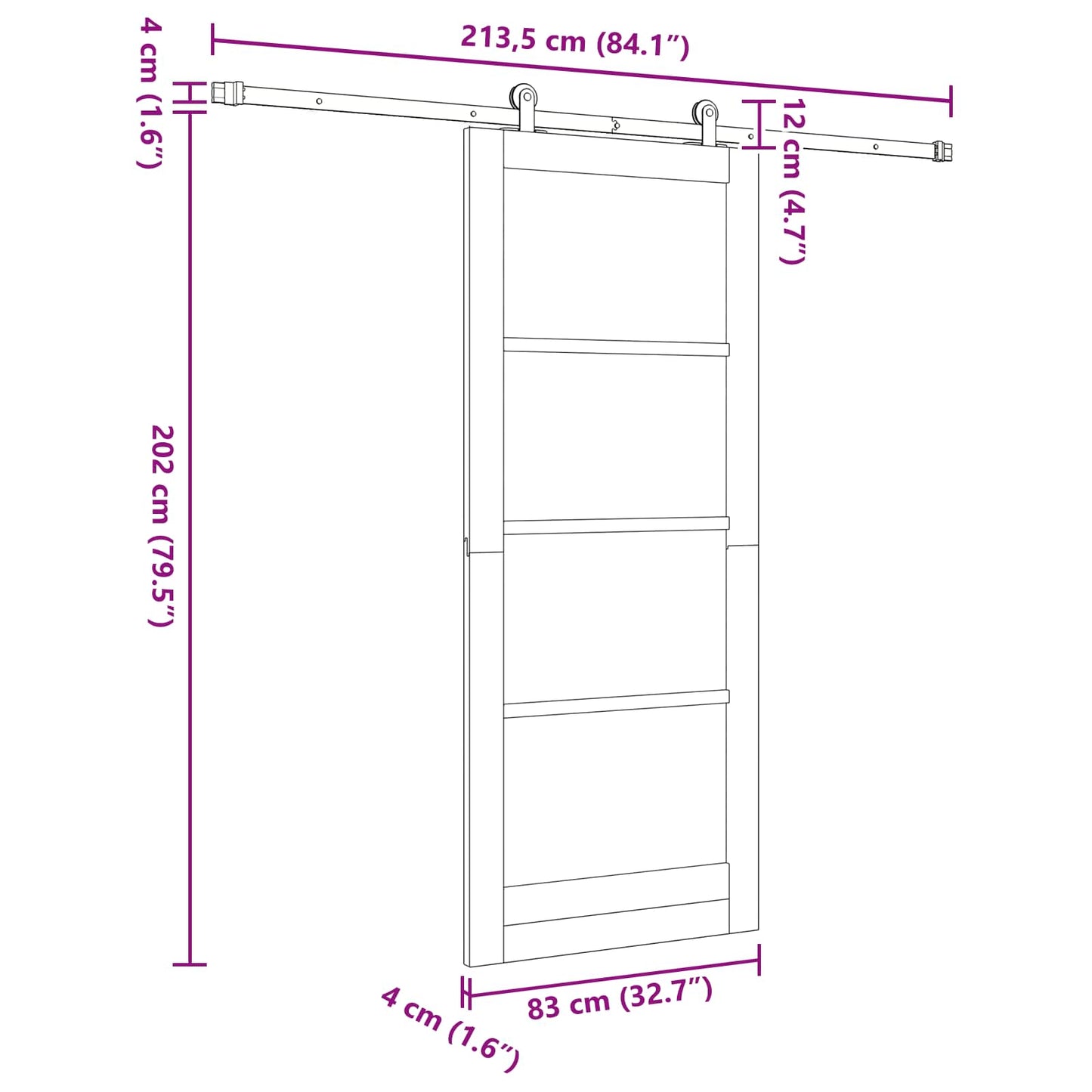 Sliding Door ORKDAL 83 x 202 cm Solid Pine Wood White