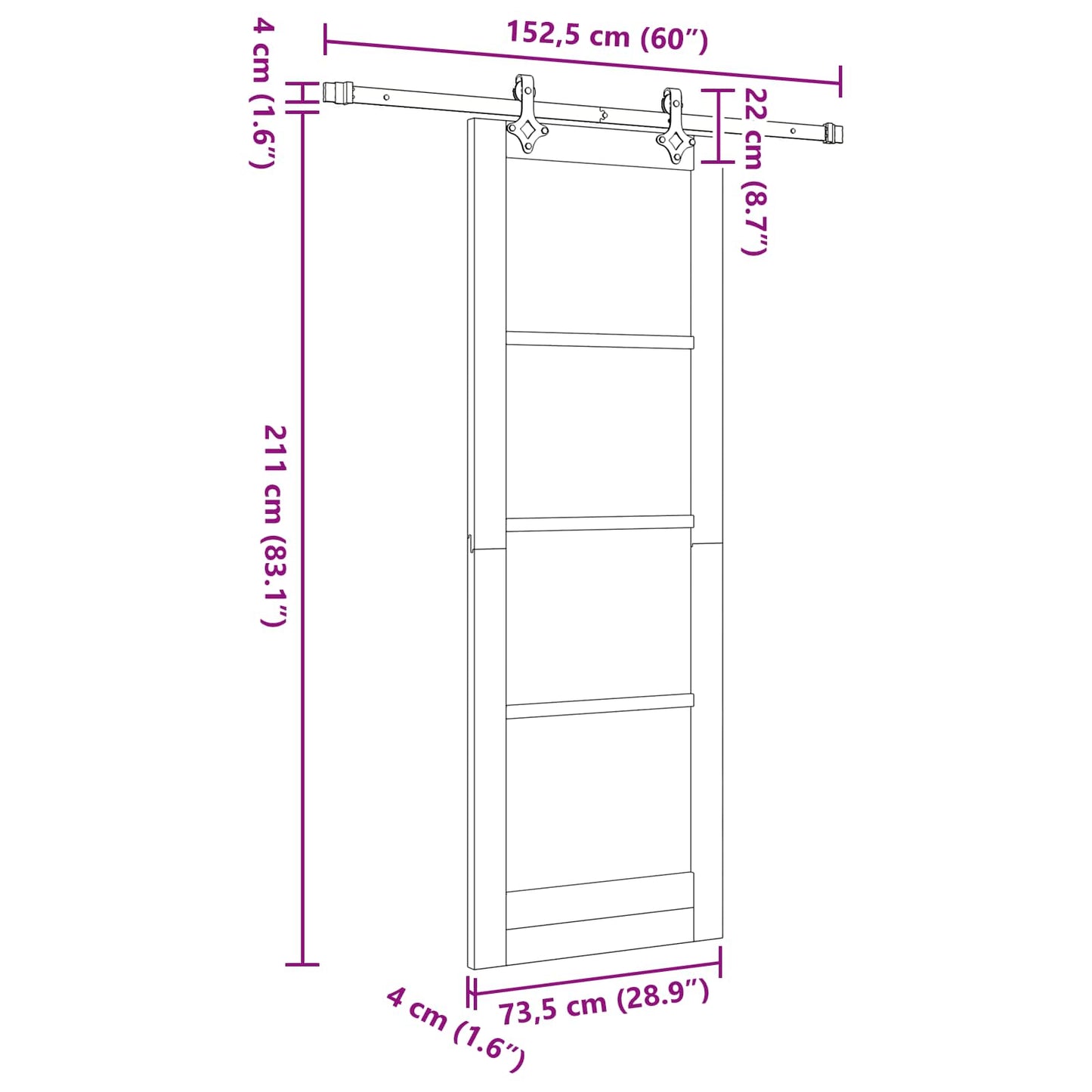 Sliding Door ORKDAL 73.5 x 211 cm Solid Pine Wood Natural