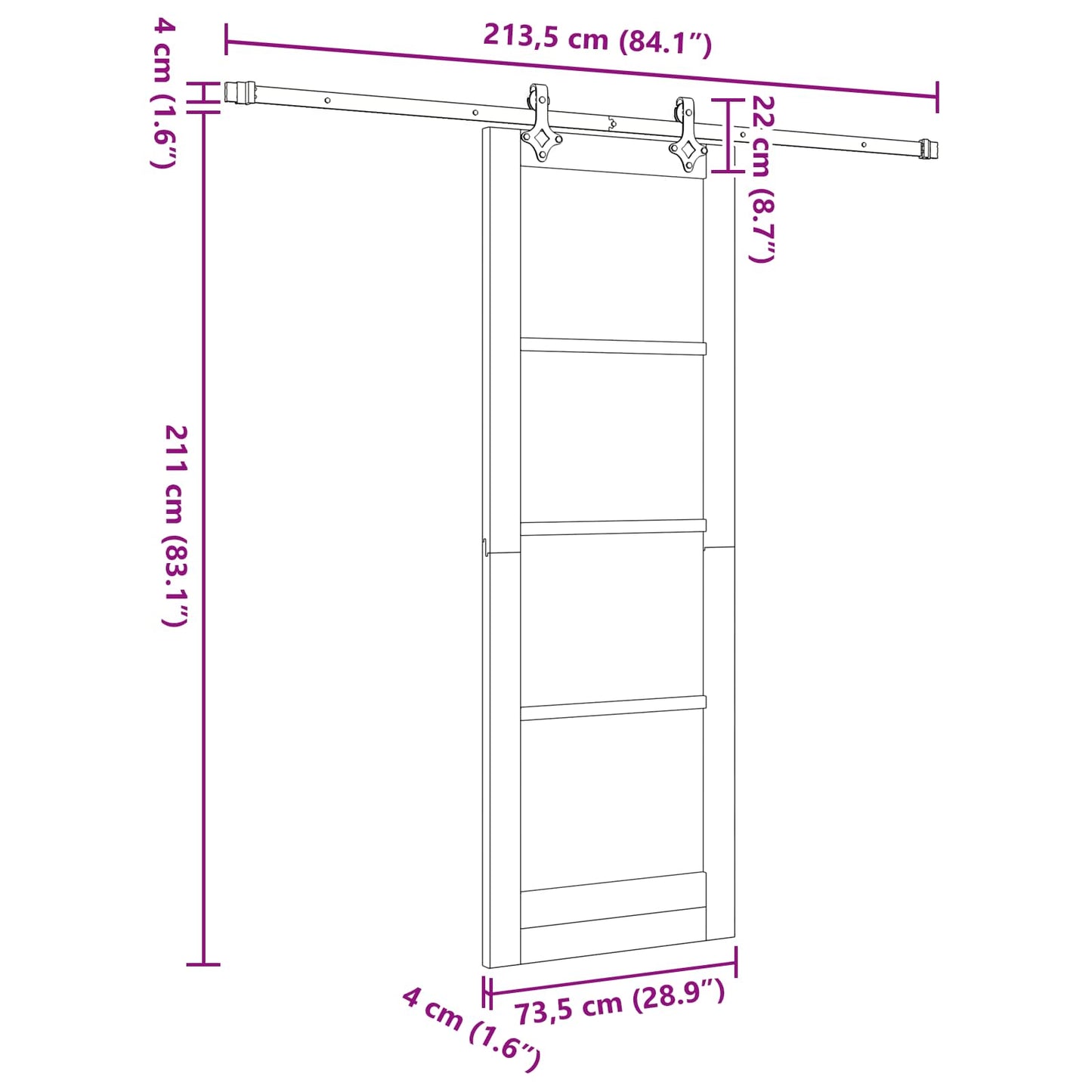 Sliding Door ORKDAL 73.5 x 211 cm Solid Pine Wood Natural