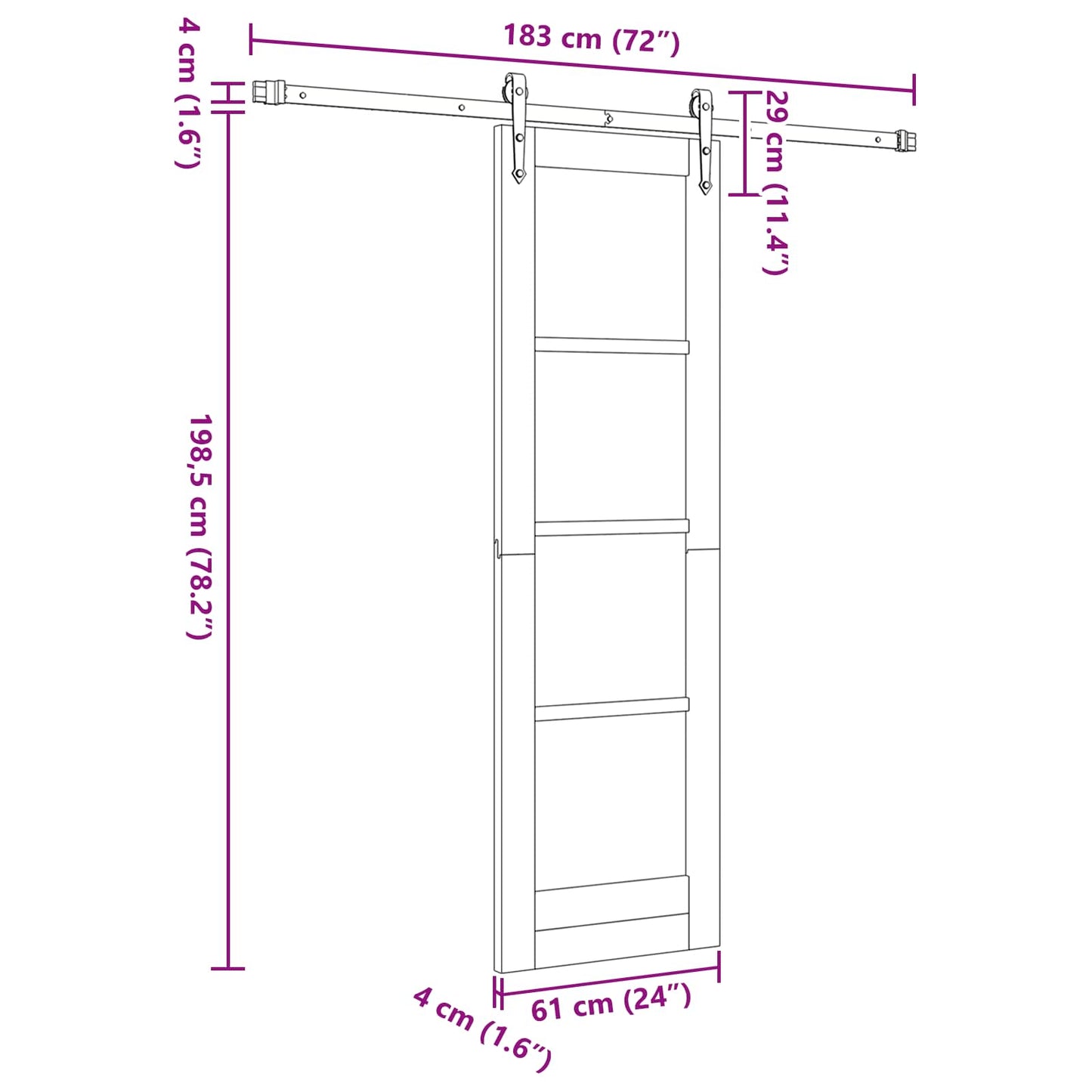 Sliding Door ORKDAL 61 x 198.5 cm Solid Pine Wood