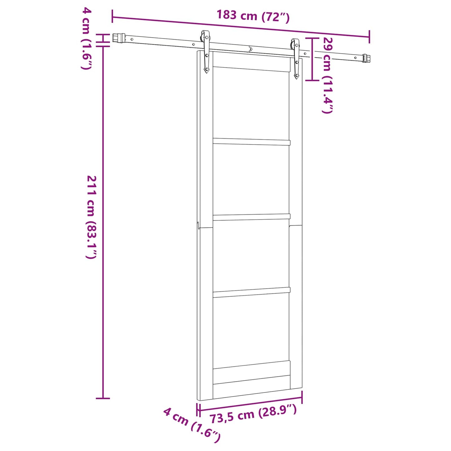 Sliding Door ORKDAL 73.5 x 211 cm Solid Pine Wood