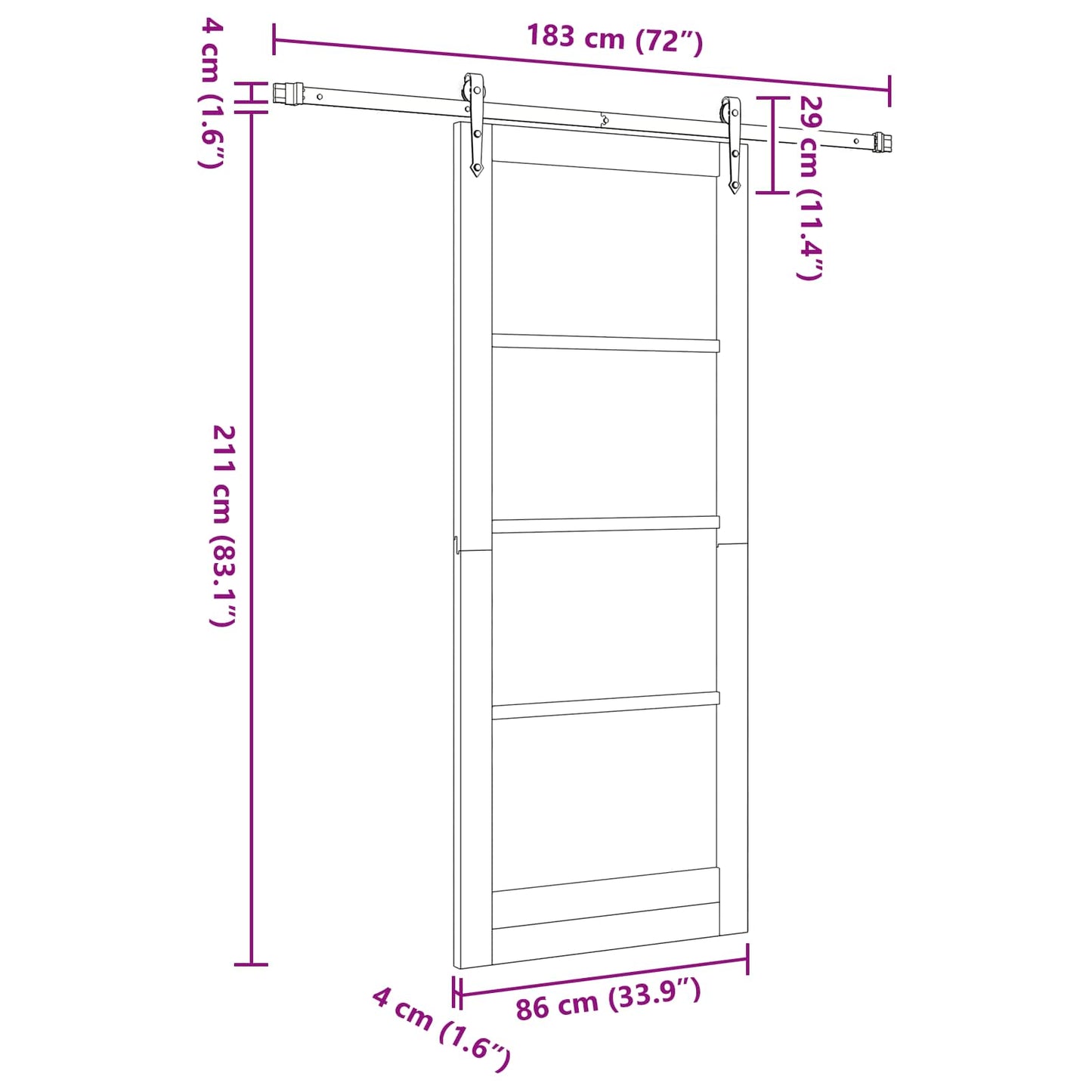 Sliding Door ORKDAL 86 x 211 cm Solid Pine Wood
