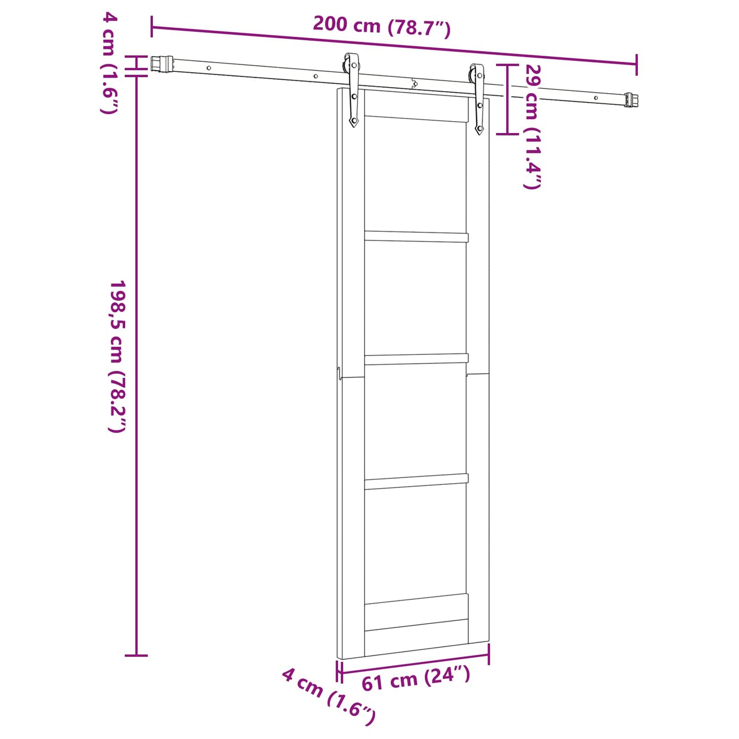 Sliding Door ORKDAL 61 x 198.5 cm Solid Pine Wood