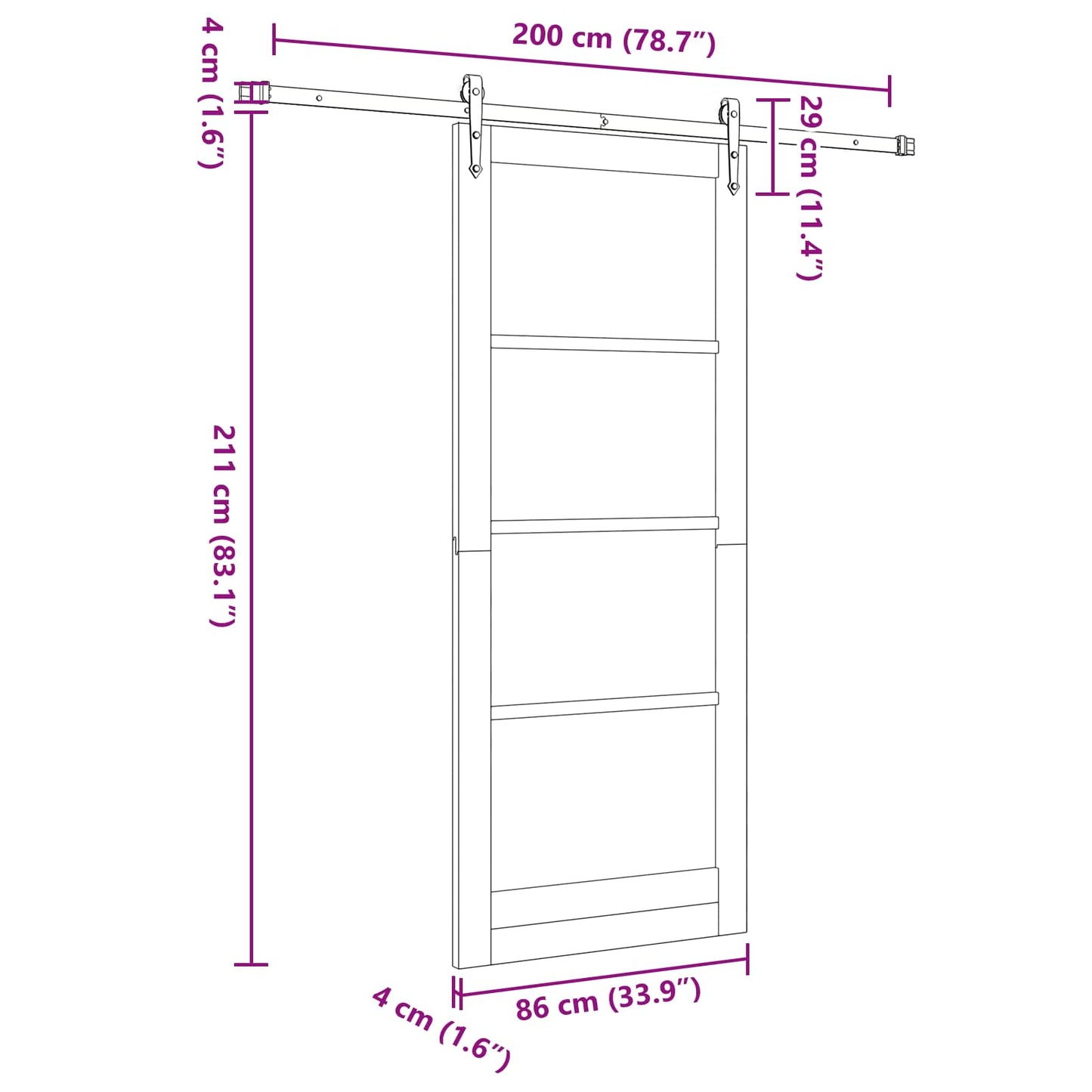 Sliding Door ORKDAL 86 x 211 cm Solid Pine Wood