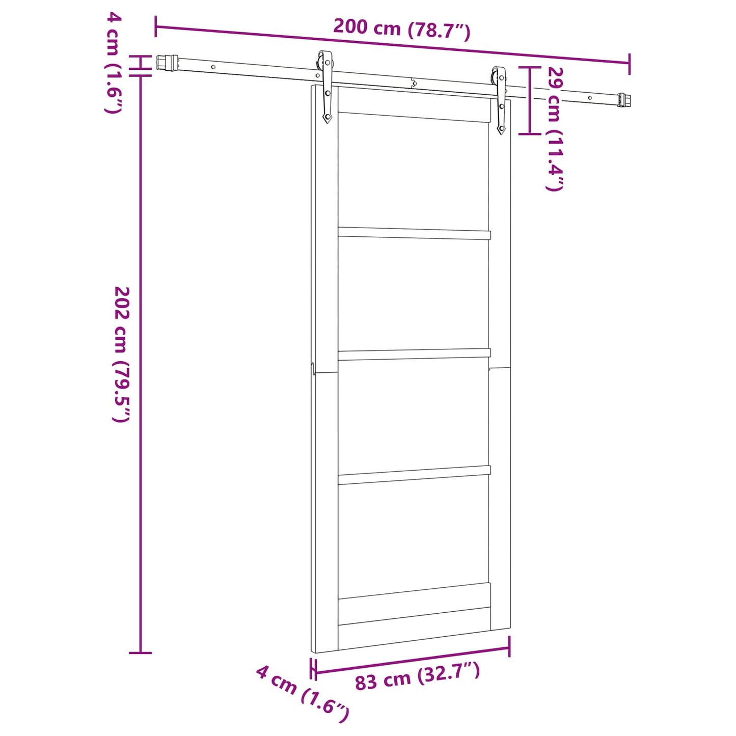 Sliding Door ORKDAL 83 x 202 cm Solid Pine Wood White